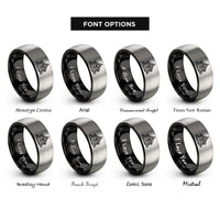font options for inside engraving on black & silver odins eye emblem rings