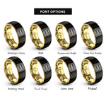 font options for inside engraving on black & gold officer bars pair rings