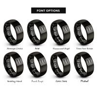 font options for inside engraving on black officer bars pair rings