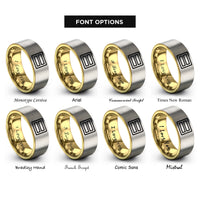 font options for inside engraving on gold & gray officer bars pair rings