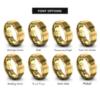 font options for inside engraving on gold officer bars pair rings