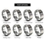font options for inside engraving on silver officer bars pair rings
