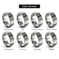 font options for inside engraving on silver officer bars pair rings