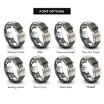 font options for inside engraving on gray officer bars pair rings