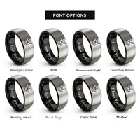 font options for inside engraving on black & grey officer eagle rings