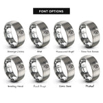 font options for inside engraving on silver offroad tire rings