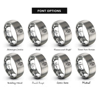 font options for inside engraving on silver offroad tire rings