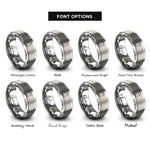 font options for inside engraving on silver offset bass rings