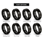 font options for inside engraving on black offset honeycomb rings