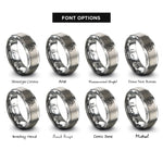 font options for inside engraving on gray offset honeycomb rings
