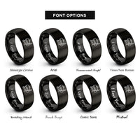 font options for inside engraving on black offset smoker rings