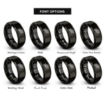font options for inside engraving on black offset wave lines rings