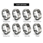 font options for inside engraving on grey offset wave lines rings