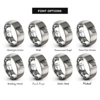 font options for inside engraving on grey offset wave lines rings