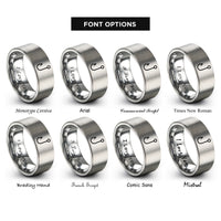 font options for inside engraving on silver offset worm hook rings