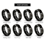 font options for inside engraving on black & gray offshore wind turbine rings