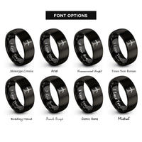 font options for inside engraving on black offshore wind turbine rings