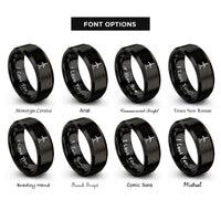 font options for inside engraving on black offshore wind turbine rings