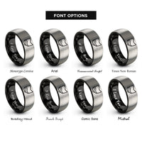 font options for inside engraving on black & gray ohio rings