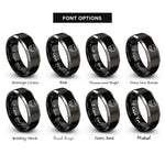 font options for inside engraving on black & gray ohio rings