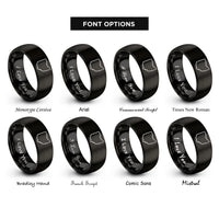 font options for inside engraving on black ohio rings
