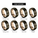 font options for inside engraving on gunmetal & rose gold ohio rings