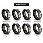 font options for inside engraving on black & grey ohm symbol omega rings