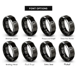font options for inside engraving on black & grey ohm symbol omega rings