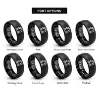 font options for inside engraving on black ohm symbol omega rings