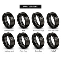 font options for inside engraving on black ohm symbol omega rings