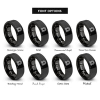 font options for inside engraving on black ohm symbol omega rings