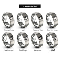 font options for inside engraving on grey ohm symbol omega rings