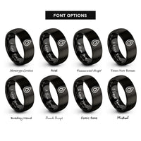 font options for inside engraving on black oil drop rings