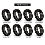 font options for inside engraving on black oil drop rings