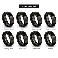font options for inside engraving on black oil drop rings