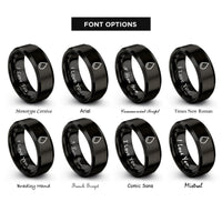 font options for inside engraving on black oil drop rings