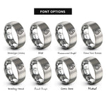 font options for inside engraving on silver oil drop rings