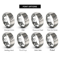 font options for inside engraving on silver oil drop rings