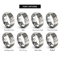 font options for inside engraving on gray oil drop rings