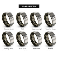 font options for inside engraving on gunmetal & silver oil drop rings