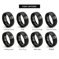 font options for inside engraving on black oil filter rings