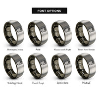 font options for inside engraving on gunmetal & silver oil filter rings