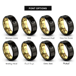 font options for inside engraving on black & gold oil jar rings