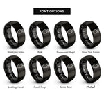 font options for inside engraving on black oil jar rings