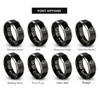 font options for inside engraving on black & grey oil pressure gauge rings