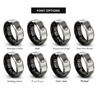 font options for inside engraving on black & gray oil pressure gauge rings