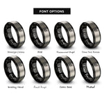 font options for inside engraving on black & grey olive branch rings