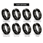 font options for inside engraving on black & gray olive branch rings