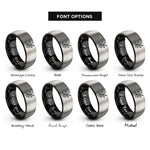 font options for inside engraving on black & grey olive branch rings