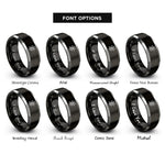 font options for inside engraving on black & silver olive branch rings